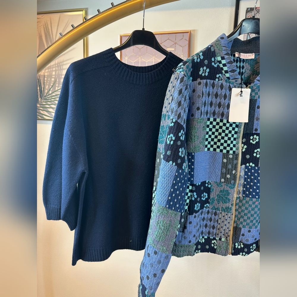 22 Made Italy Patchwork Floral Cotton Blend Zipper Jacket - Picture 3 of 4